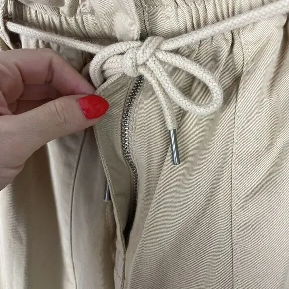 TOPSHOP Rory Paperbag Waist Utility Trousers Cuffed Crop Pants in Beige‎ 4​​​​​ - Picture 6 of 8